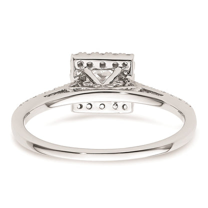 0.50ct. CZ Solid Real 14K White Gold Princess Halo Engagement Ring