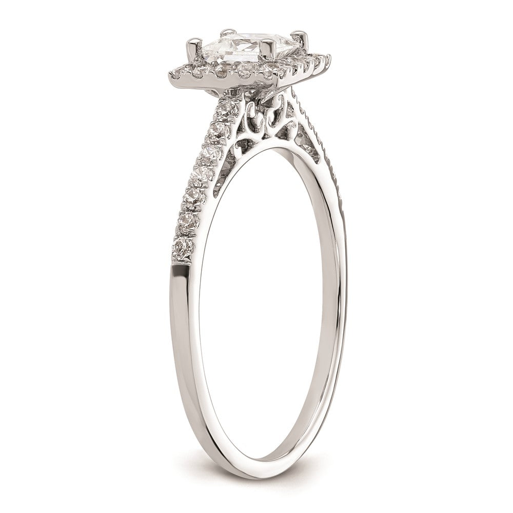0.50ct. CZ Solid Real 14K White Gold Princess Halo Engagement Ring