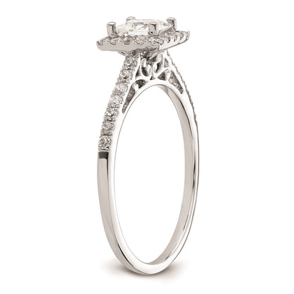 0.50ct. CZ Solid Real 14K White Gold Princess Halo Engagement Ring