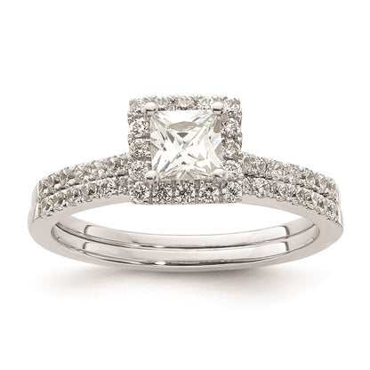 0.50ct. CZ Solid Real 14K White Gold Princess Halo Engagement Ring