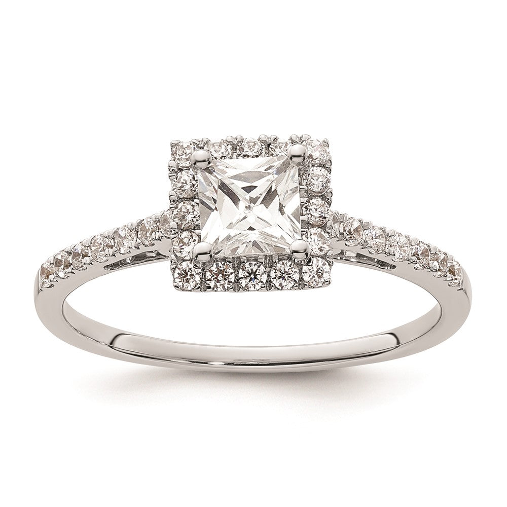 0.50ct. CZ Solid Real 14K White Gold Princess Halo Engagement Ring