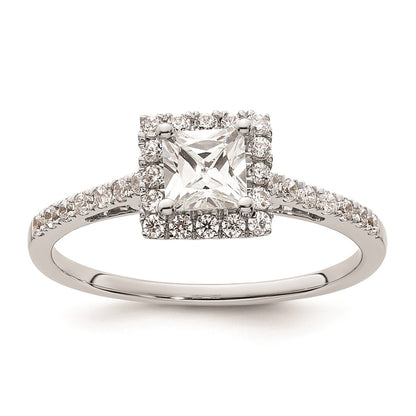 0.50ct. CZ Solid Real 14K White Gold Princess Halo Engagement Ring