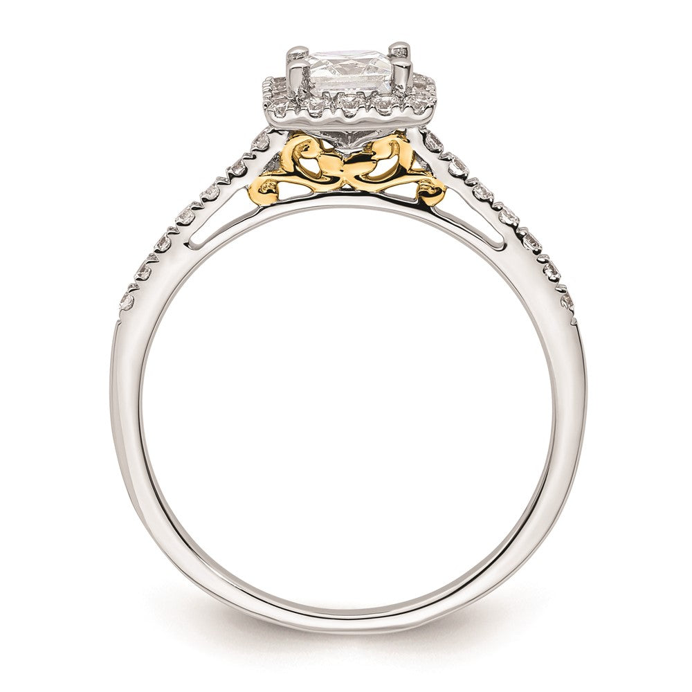 0.50ct. CZ Solid Real 14ktt Princess Halo Engagement Ring