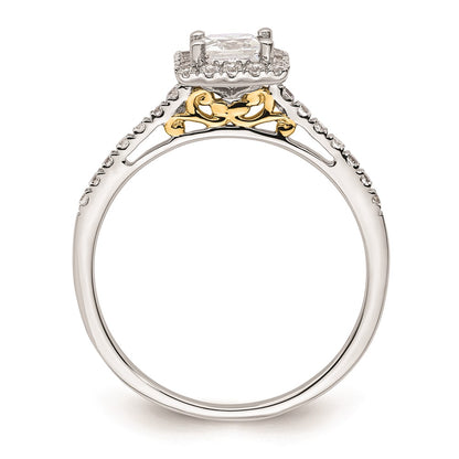 0.50ct. CZ Solid Real 14ktt Princess Halo Engagement Ring