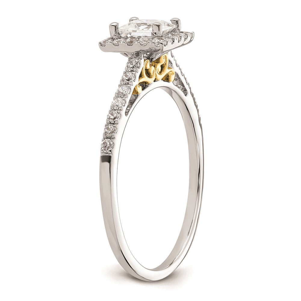 0.50ct. CZ Solid Real 14ktt Princess Halo Engagement Ring