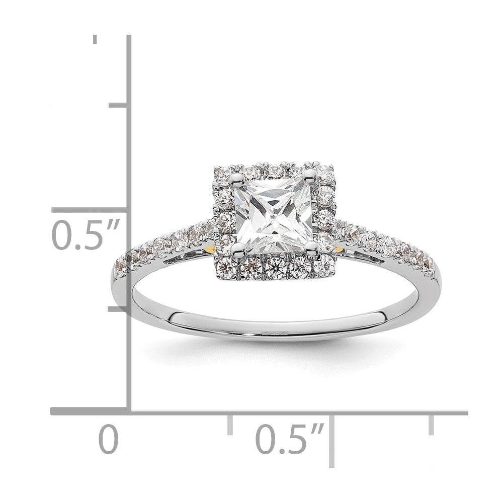 0.50ct. CZ Solid Real 14ktt Princess Halo Engagement Ring