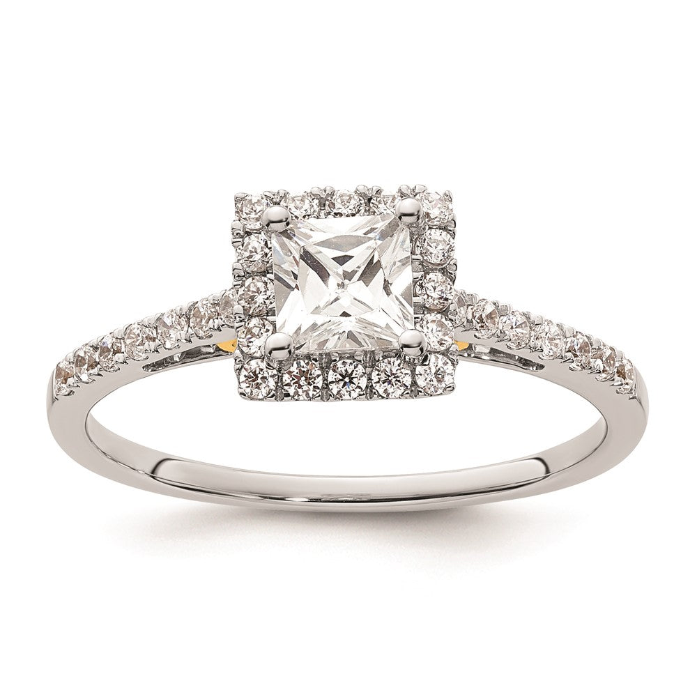 0.50ct. CZ Solid Real 14ktt Princess Halo Engagement Ring