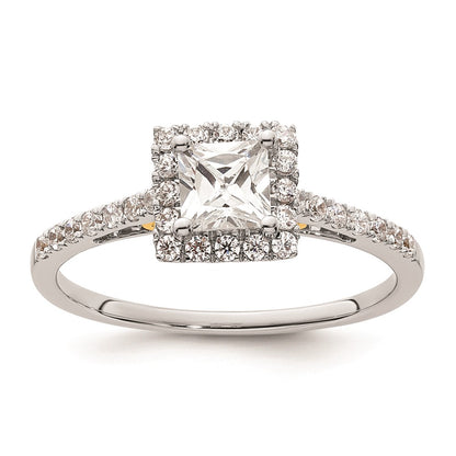 0.50ct. CZ Solid Real 14ktt Princess Halo Engagement Ring