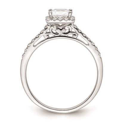 0.75ct. CZ Solid Real 14K White Gold Princess Halo Engagement Ring