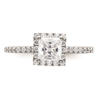 0.75ct. CZ Solid Real 14K White Gold Princess Halo Engagement Ring