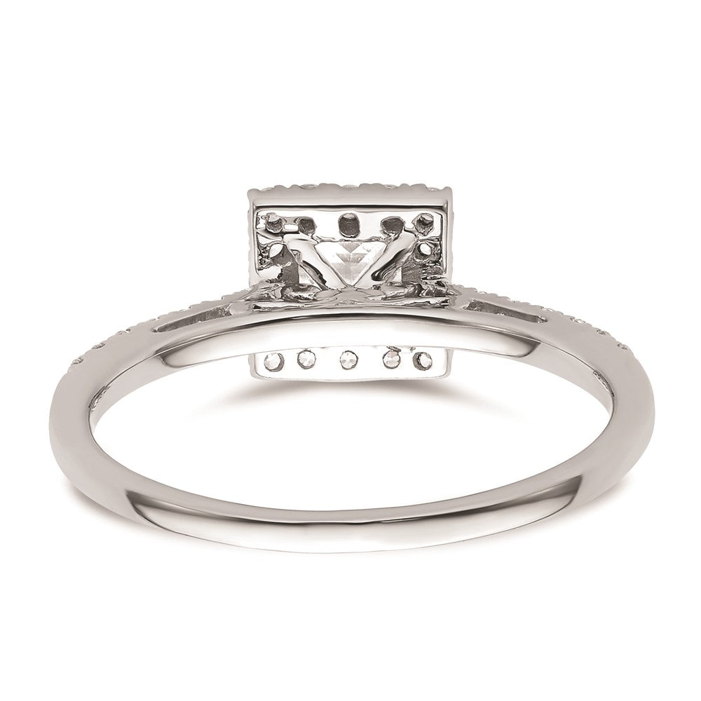 0.75ct. CZ Solid Real 14K White Gold Princess Halo Engagement Ring