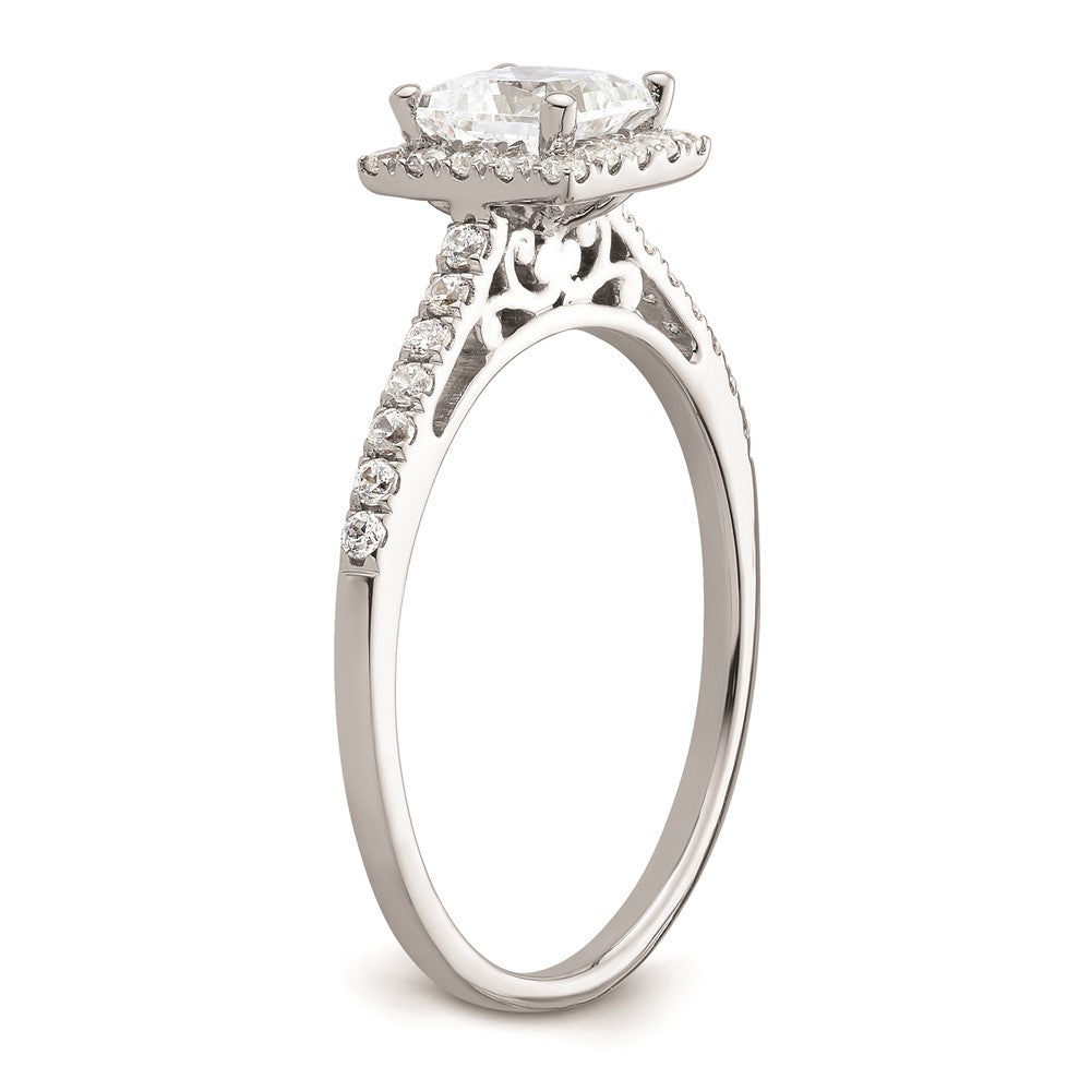 0.75ct. CZ Solid Real 14K White Gold Princess Halo Engagement Ring