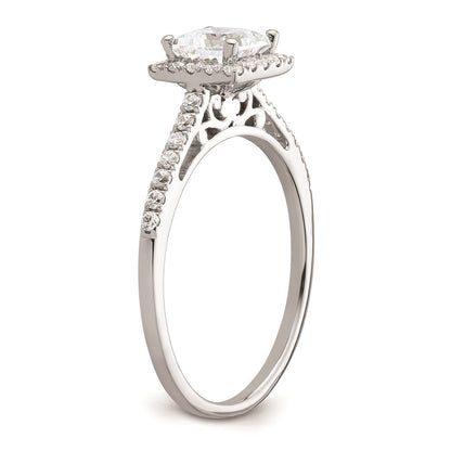 0.75ct. CZ Solid Real 14K White Gold Princess Halo Engagement Ring