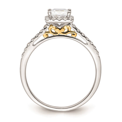 0.75ct. CZ Solid Real 14ktt Princess Halo Engagement Ring