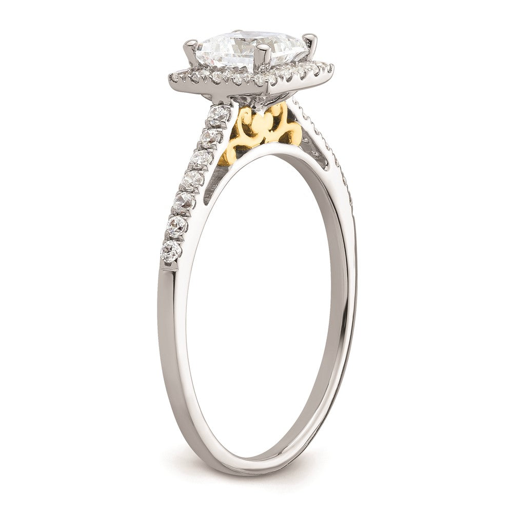 0.75ct. CZ Solid Real 14ktt Princess Halo Engagement Ring