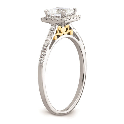 0.75ct. CZ Solid Real 14ktt Princess Halo Engagement Ring