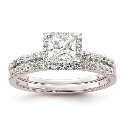 0.75ct. CZ Solid Real 14ktt Princess Halo Engagement Ring