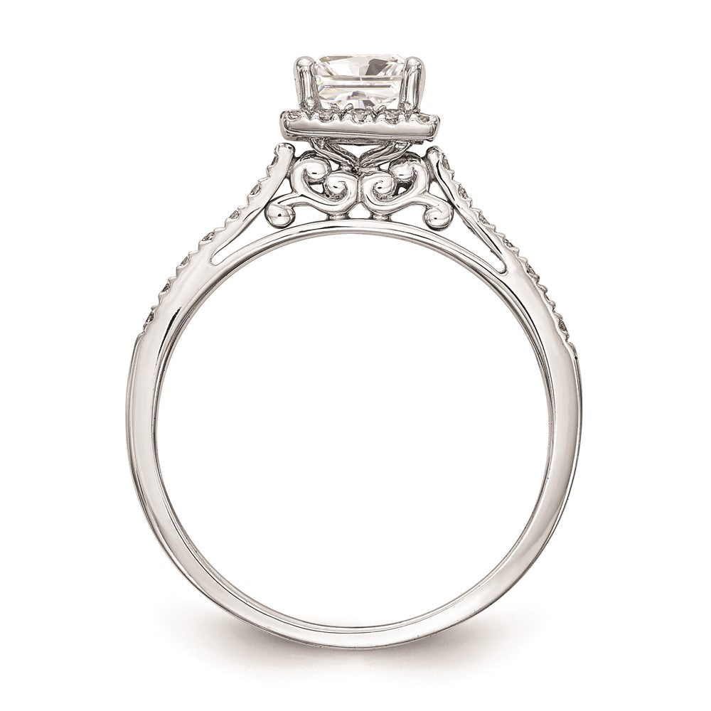 1.00ct. CZ Solid Real 14K White Gold Princess Halo Engagement Ring