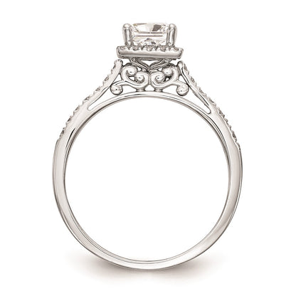 1.00ct. CZ Solid Real 14K White Gold Princess Halo Engagement Ring