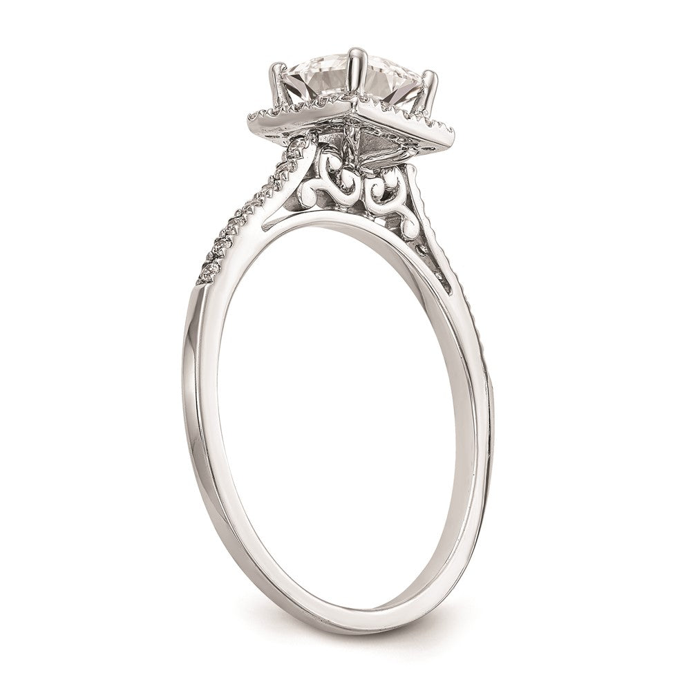 1.00ct. CZ Solid Real 14K White Gold Princess Halo Engagement Ring