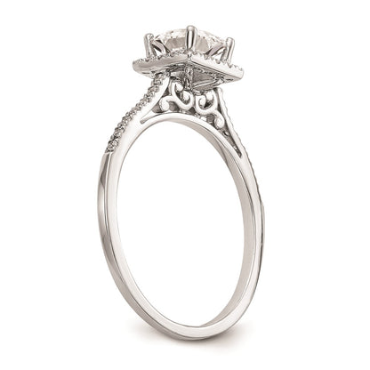 1.00ct. CZ Solid Real 14K White Gold Princess Halo Engagement Ring