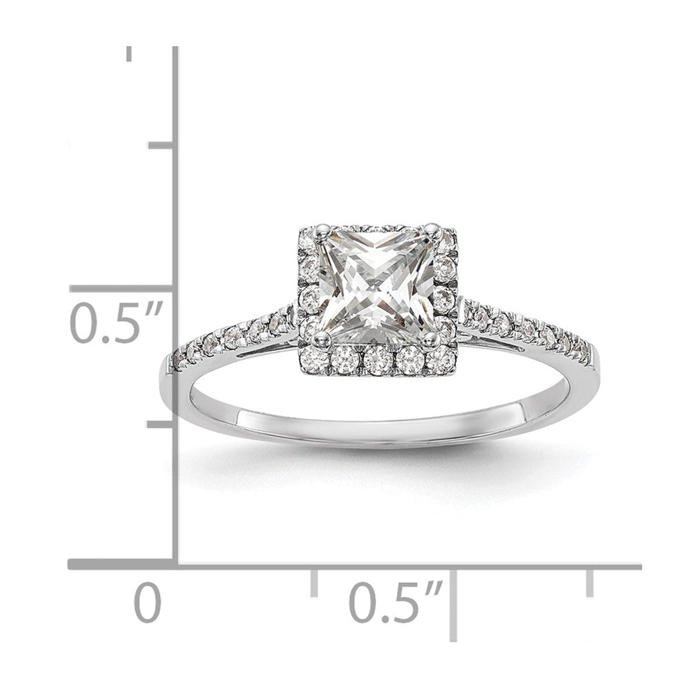 1.00ct. CZ Solid Real 14K White Gold Princess Halo Engagement Ring