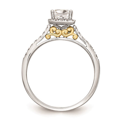1.00ct. CZ Solid Real 14ktt Princess Halo Engagement Ring