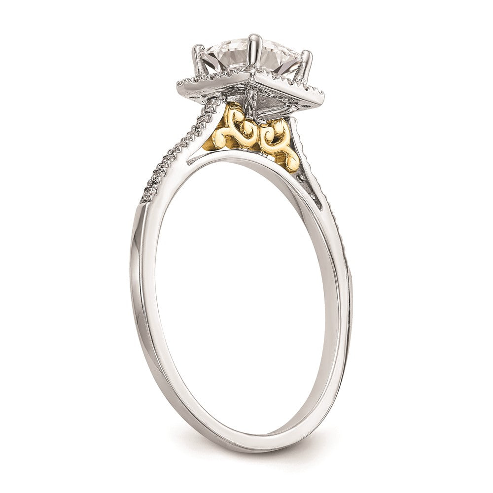 1.00ct. CZ Solid Real 14ktt Princess Halo Engagement Ring