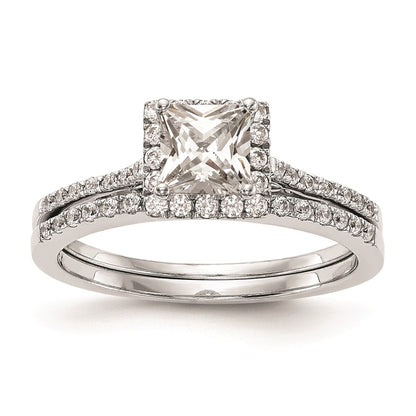 1.00ct. CZ Solid Real 14ktt Princess Halo Engagement Ring