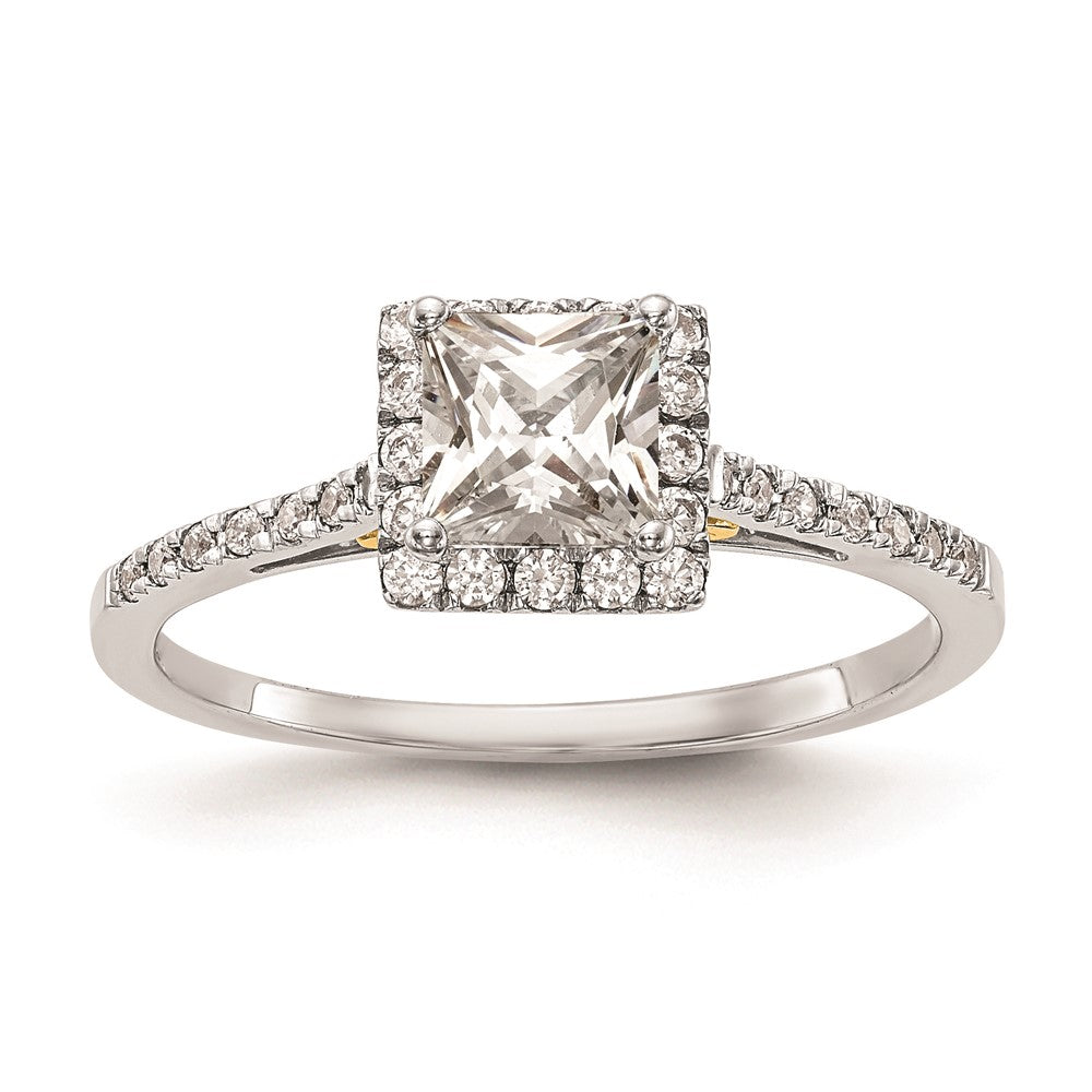 1.00ct. CZ Solid Real 14ktt Princess Halo Engagement Ring