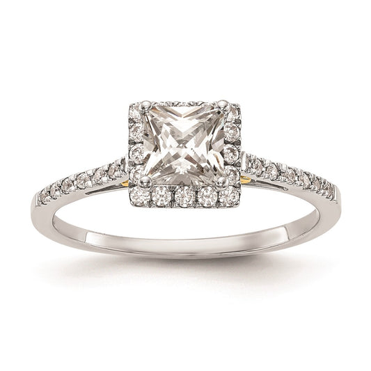 1.00ct. CZ Solid Real 14ktt Princess Halo Engagement Ring