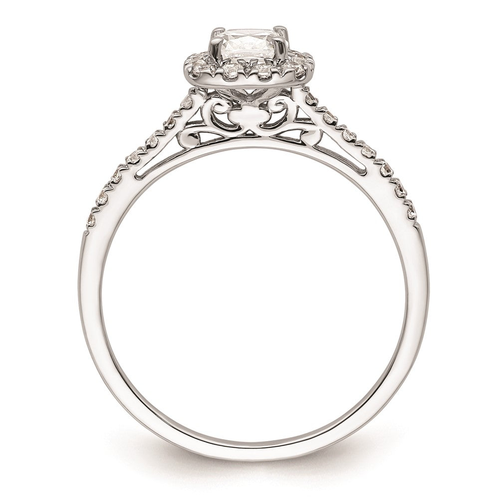 0.50ct. CZ Solid Real 14K White Gold Cushion Halo Engagement Ring