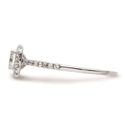 0.50ct. CZ Solid Real 14K White Gold Cushion Halo Engagement Ring