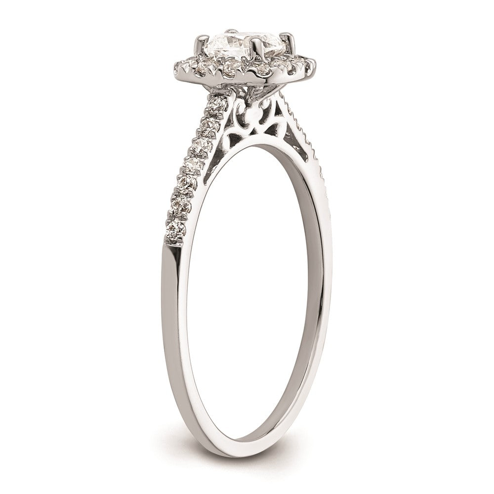 0.50ct. CZ Solid Real 14K White Gold Cushion Halo Engagement Ring