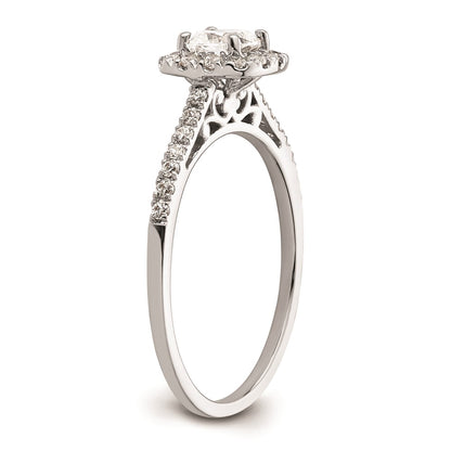0.50ct. CZ Solid Real 14K White Gold Cushion Halo Engagement Ring