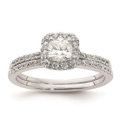 0.50ct. CZ Solid Real 14K White Gold Cushion Halo Engagement Ring