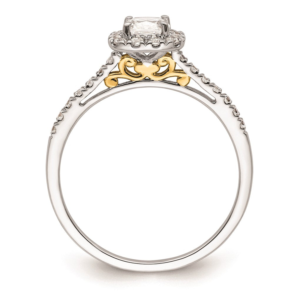 0.50ct. CZ Solid Real 14ktt Cushion Halo Engagement Ring