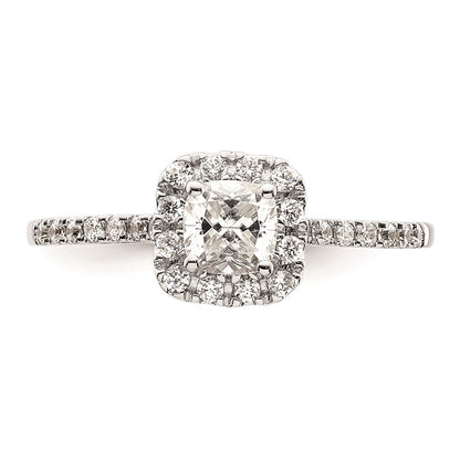 0.50ct. CZ Solid Real 14ktt Cushion Halo Engagement Ring