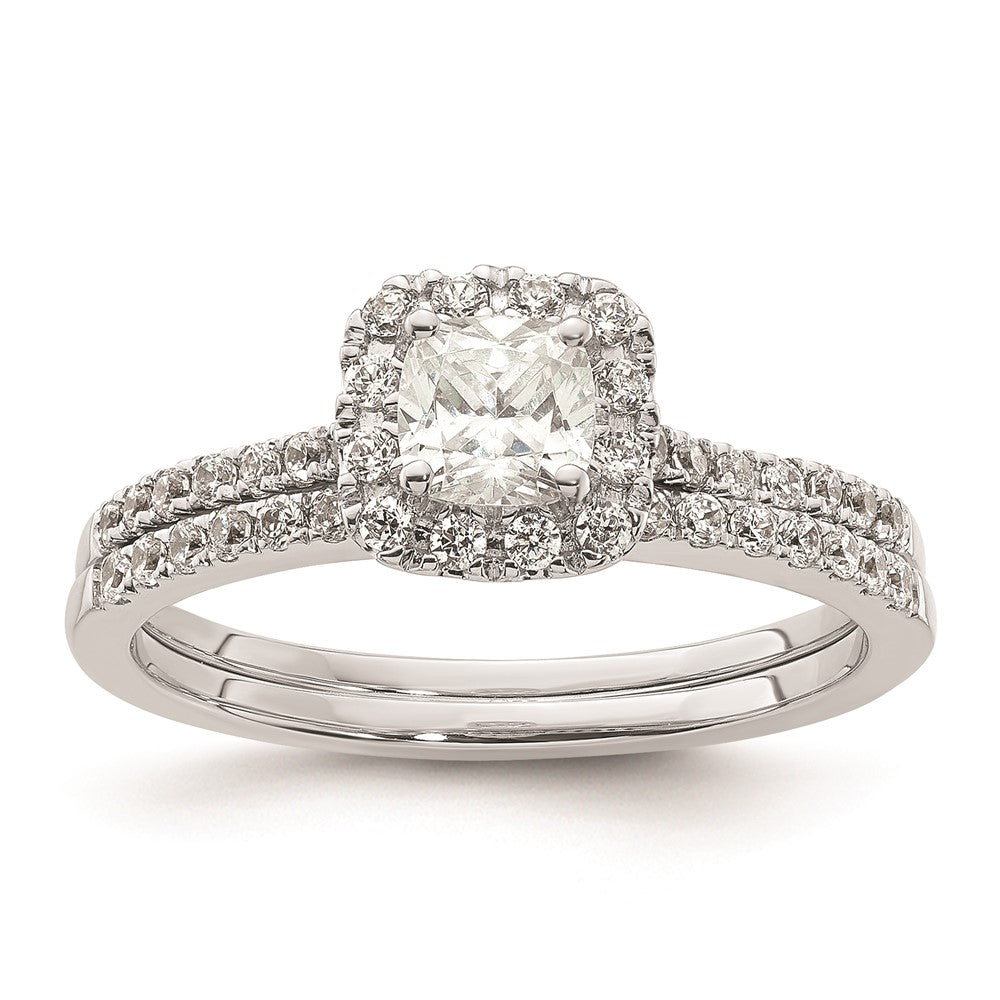0.50ct. CZ Solid Real 14ktt Cushion Halo Engagement Ring