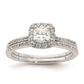 0.50ct. CZ Solid Real 14ktt Cushion Halo Engagement Ring