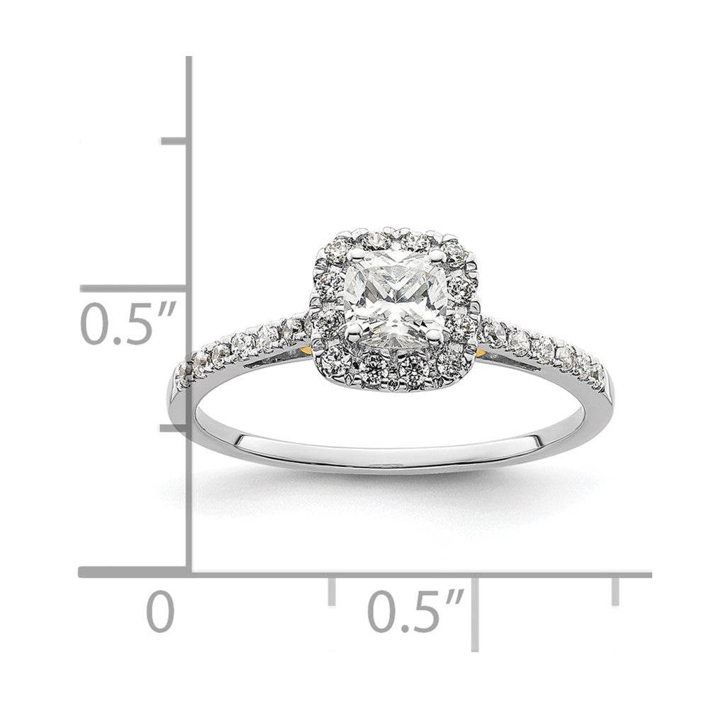 0.50ct. CZ Solid Real 14ktt Cushion Halo Engagement Ring