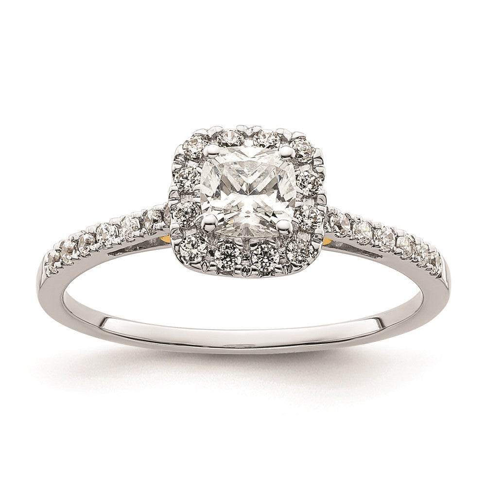 0.50ct. CZ Solid Real 14ktt Cushion Halo Engagement Ring