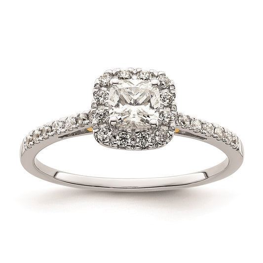 0.50ct. CZ Solid Real 14ktt Cushion Halo Engagement Ring