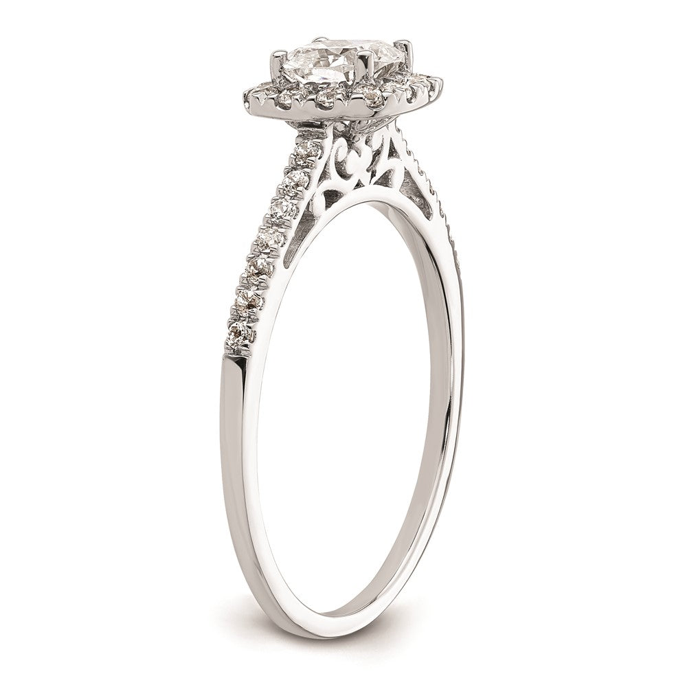 0.75ct. CZ Solid Real 14K White Gold Cushion Halo Engagement Ring