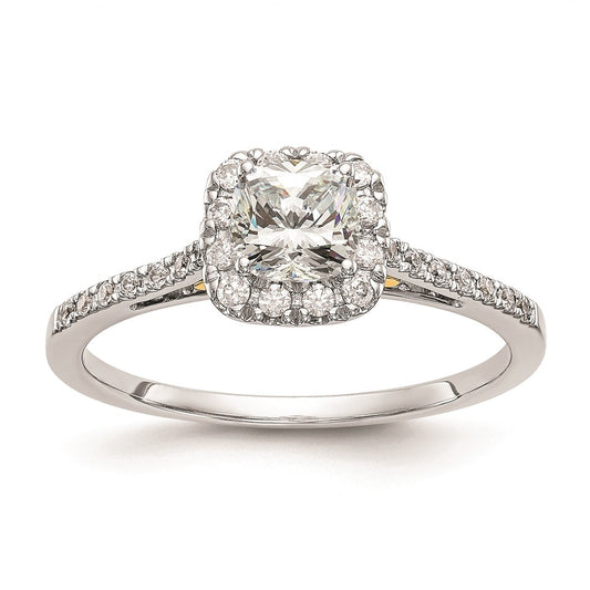 1.00ct. CZ Solid Real 14ktt Cushion Halo Engagement Ring