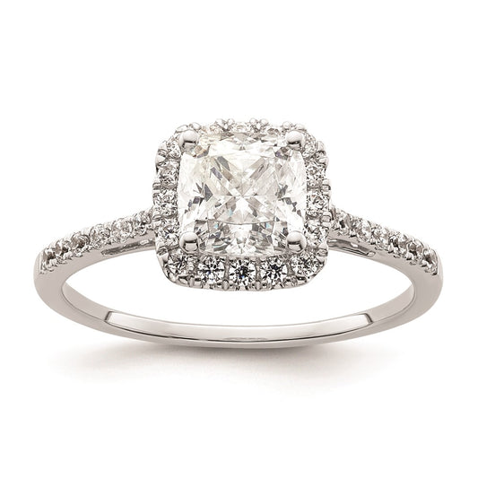 1.25ct. CZ Solid Real 14ktt Cushion Halo Engagement Ring