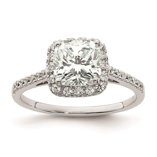 1.75ct. CZ Solid Real 14K White Gold Cushion Halo Engagement Ring