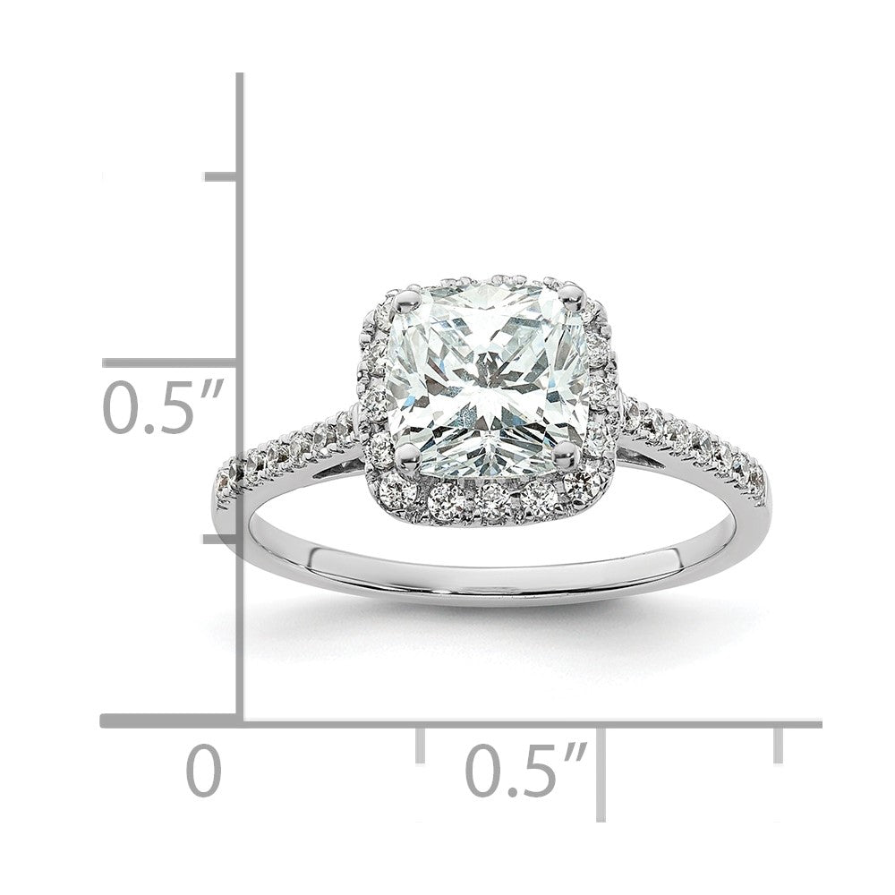 1.75ct. CZ Solid Real 14ktt Cushion Halo Engagement Ring