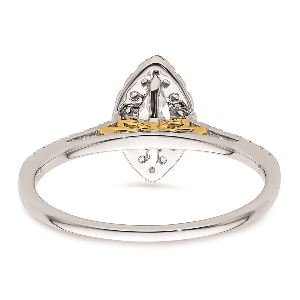 0.33ct. CZ Solid Real 14ktt Marquise Halo Engagement Ring