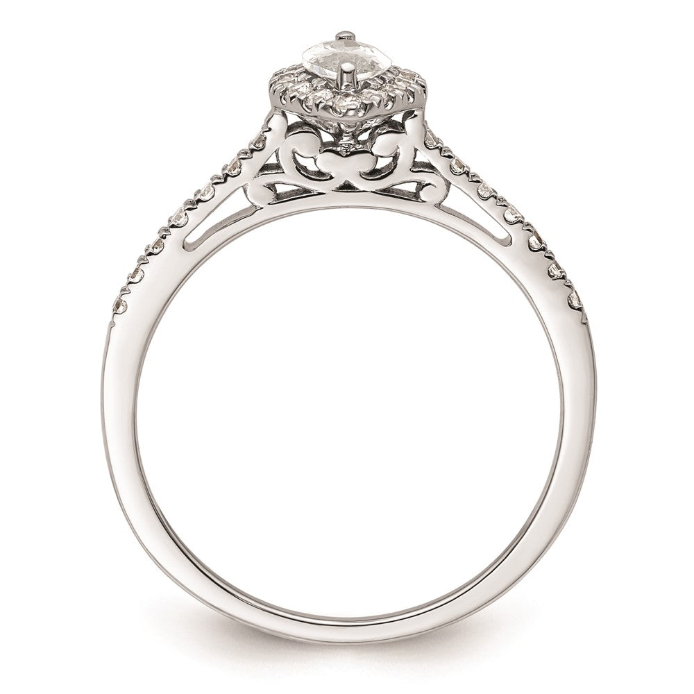 0.50ct. CZ Solid Real 14K White Gold Marquise Halo Engagement Ring